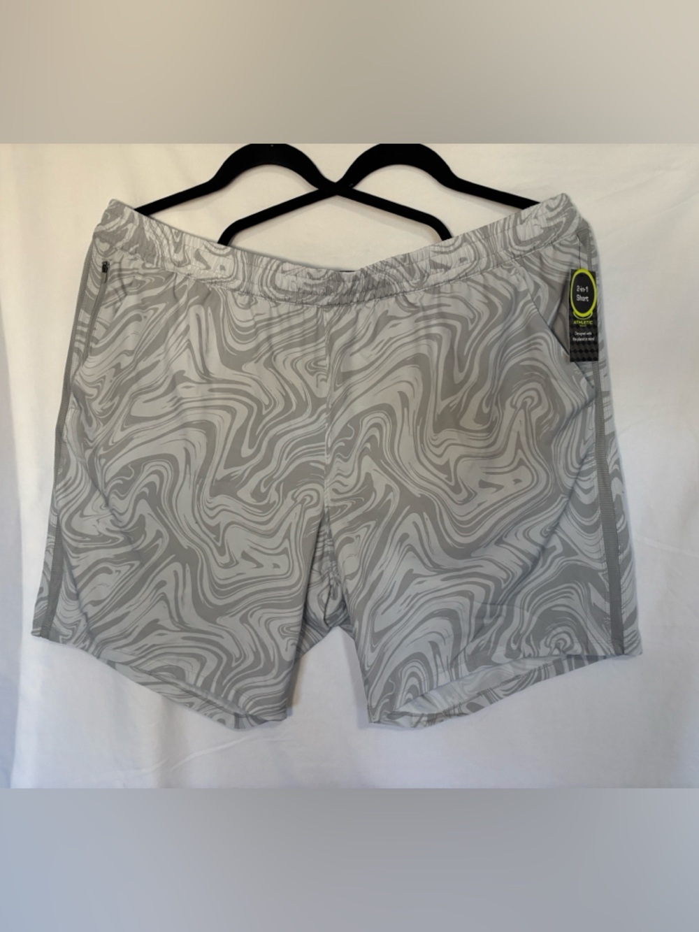 Athletic Works Light Gray Swirl 2-in-1 Shorts